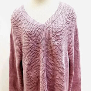NWT Croft & Barrow Women Long Sleeve Pullover V-Neck Knit Pink Sweater Size 1X